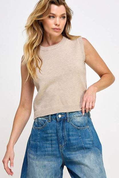 Taupe Sleeveless Knit Top