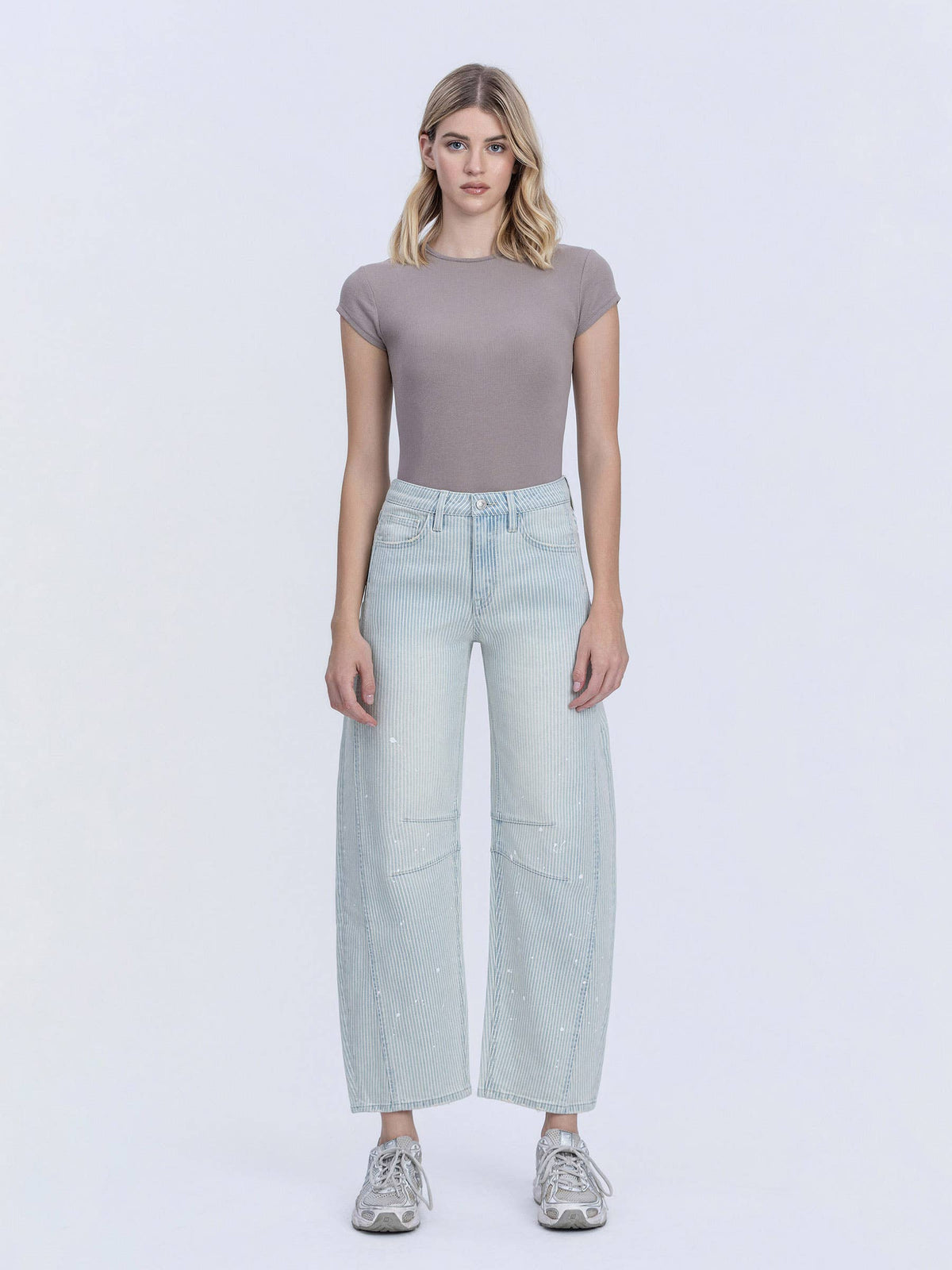 Kate HR Striped Paint Barrel Jeans