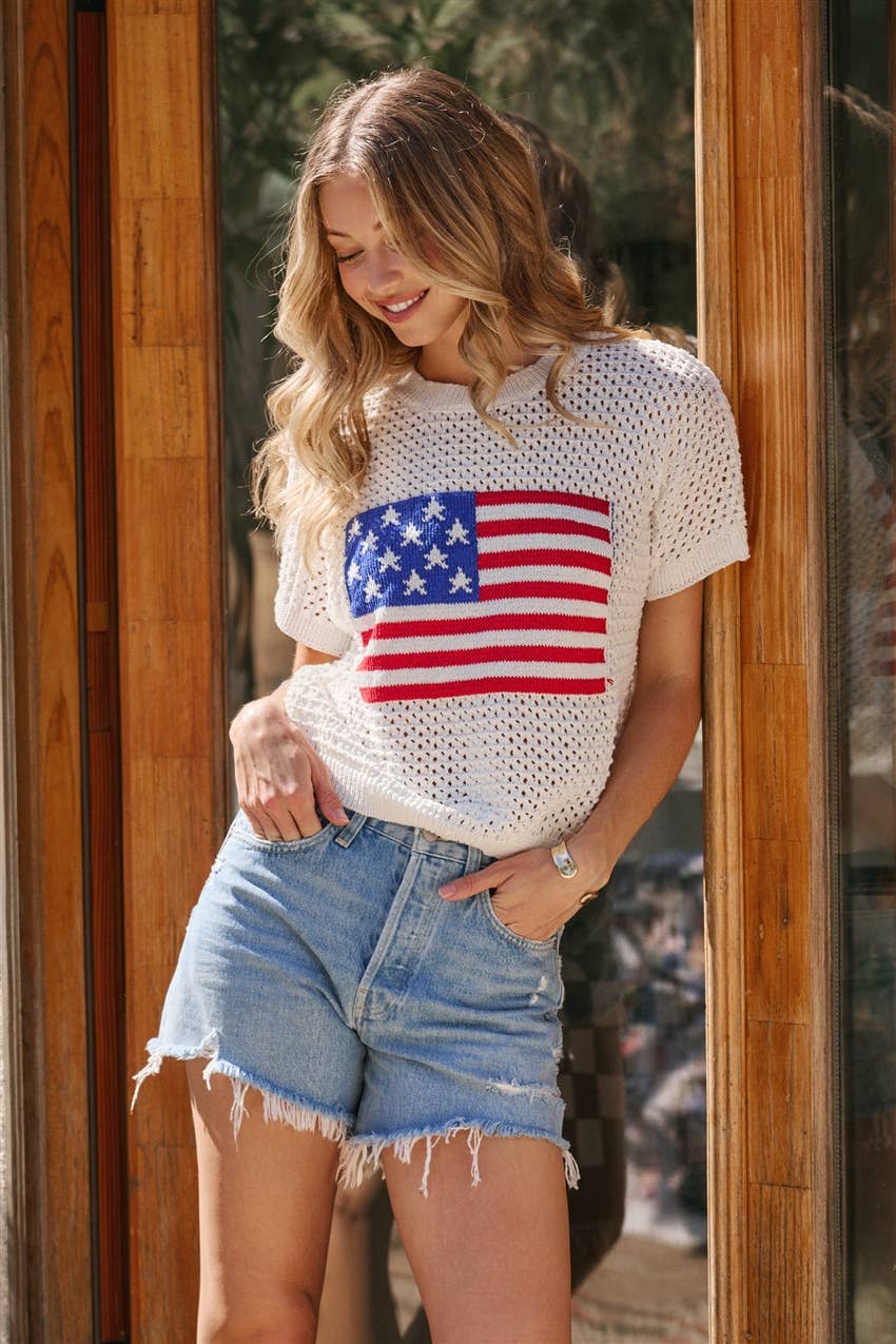 American Flag light weight sweater