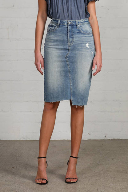 HR Distressed Knee Length Skirt