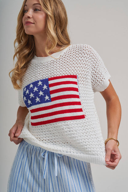 American Flag light weight sweater