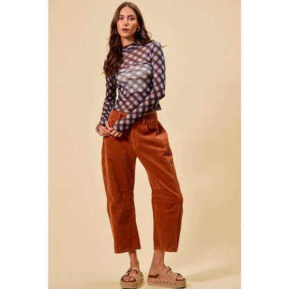 Corduroy Barrel Pants: Rust
