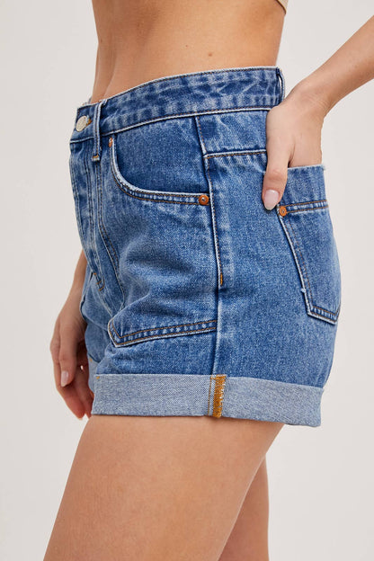 WESTERN POCKET ROLLED HEM SHORTS