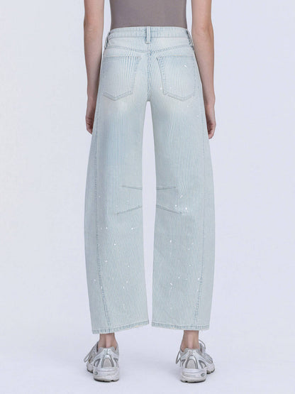 Kate HR Striped Paint Barrel Jeans