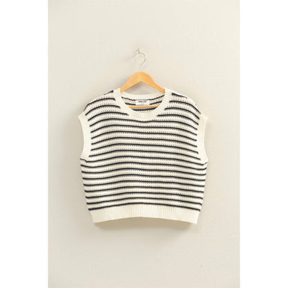 Striped Sleeveless Crew Neck Top