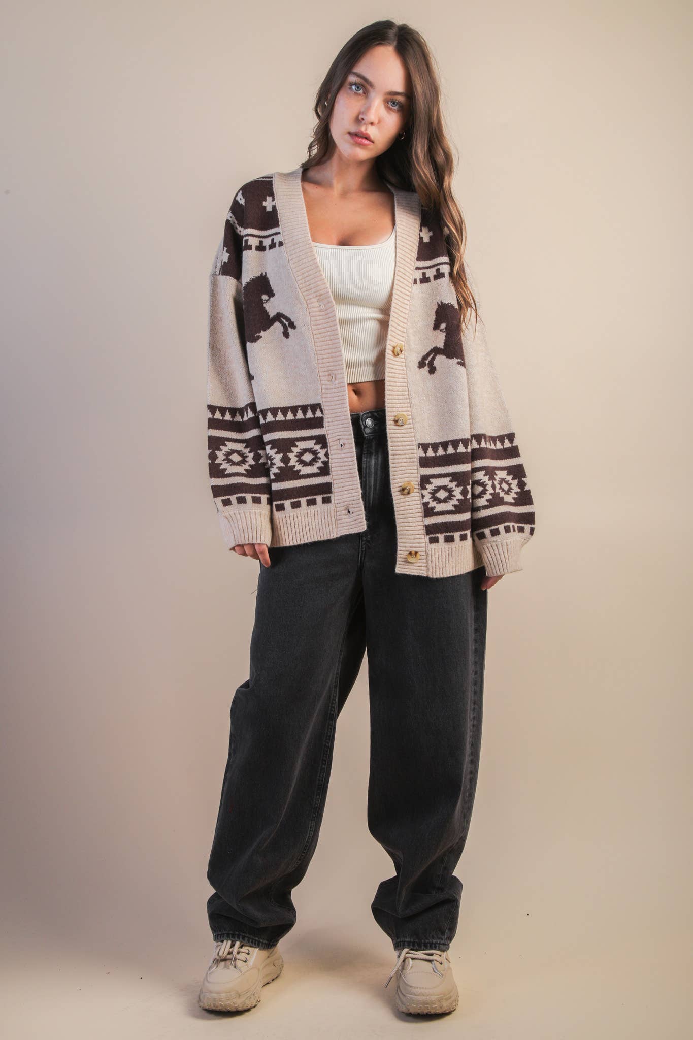 Oversized Western Cadigan: OLIVE