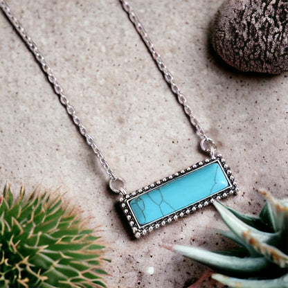 Turquoise Pendant Bar Necklace