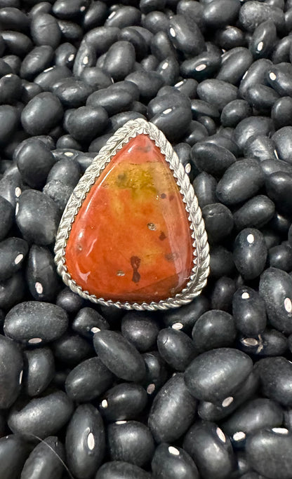 Red Jasper & Sterling Silver Tear drop ring