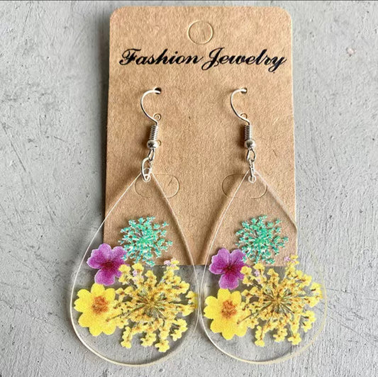 Boho Multicolor Flower Acrylic earrings