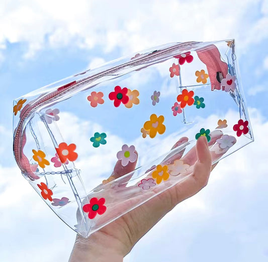 Floral Clear Accessory Bag