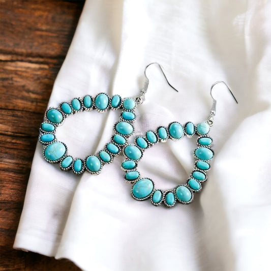 Western Turquoise Teardrop Earrings