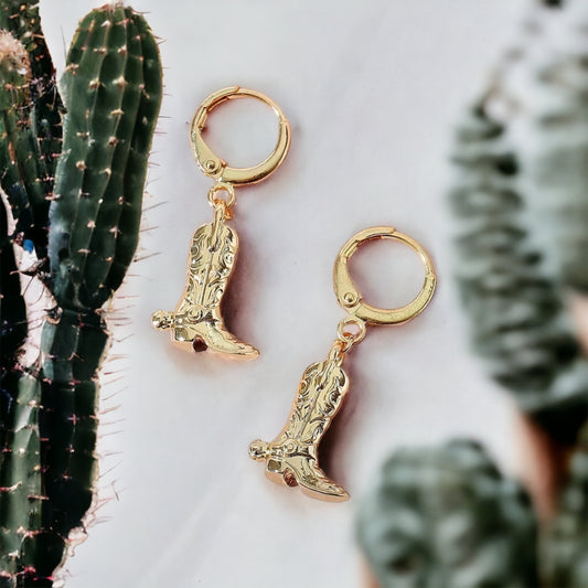 Cowboy Boot Gold Inspired Earrings