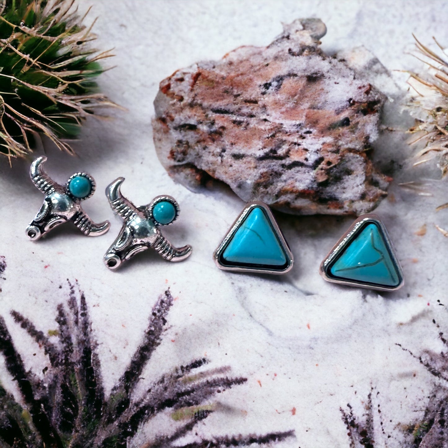 Longhorn & Triangle Turquoise Stud Ser