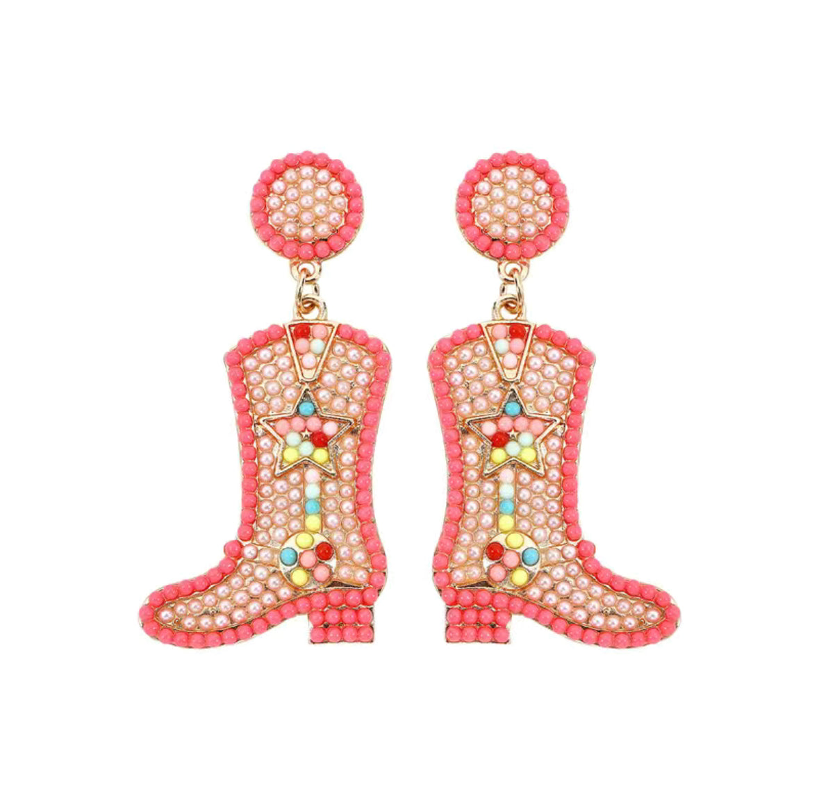 Cowgirls Star Boots beaded earrings