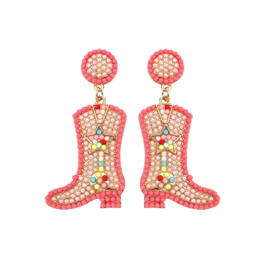 Cowgirls Star Boots beaded earrings