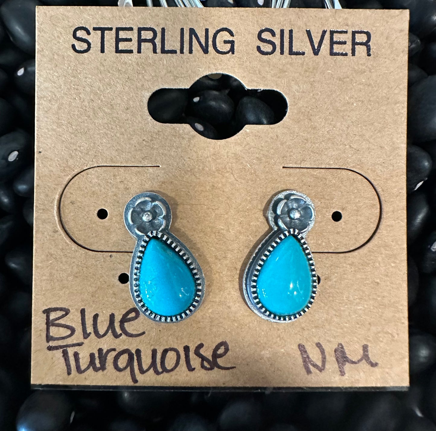 Blue Turquoise Sterling Silver Drop earrings