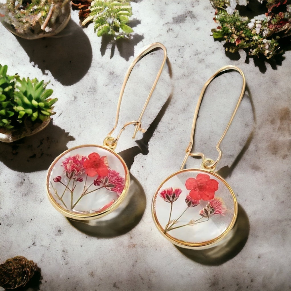 Red Flower Bouquet Dew Drop earrings