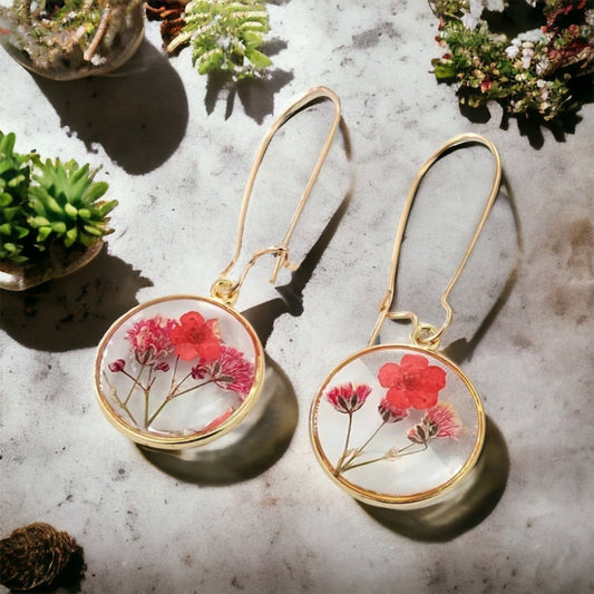 Red Flower Bouquet Dew Drop earrings