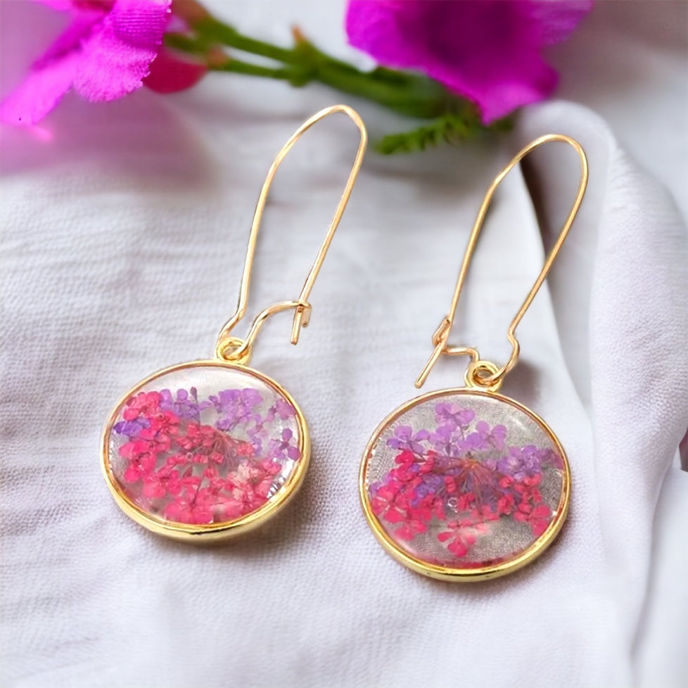 Fuschia Flower Dew Drop earrings