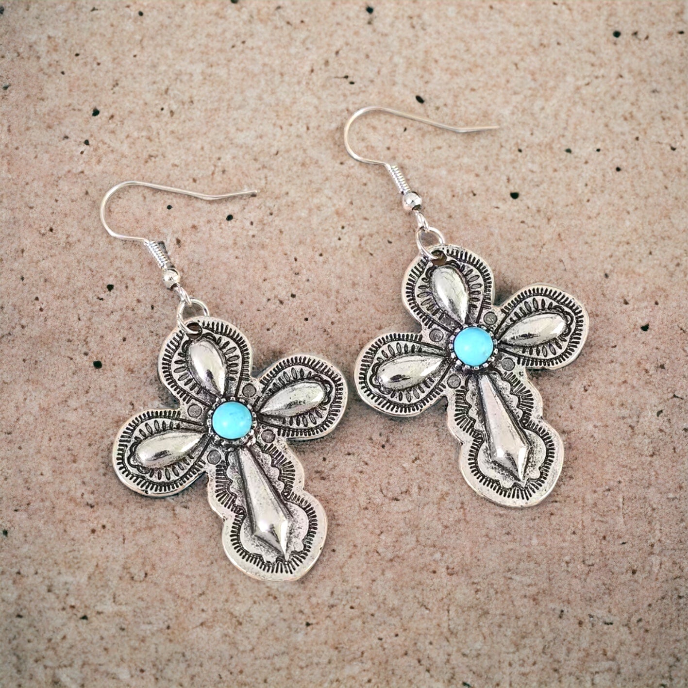 Cross & Turquoise Earrings