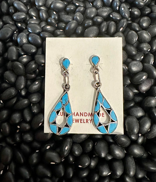 Zuni Turquoise & Sterling Silver Dangle Earrings