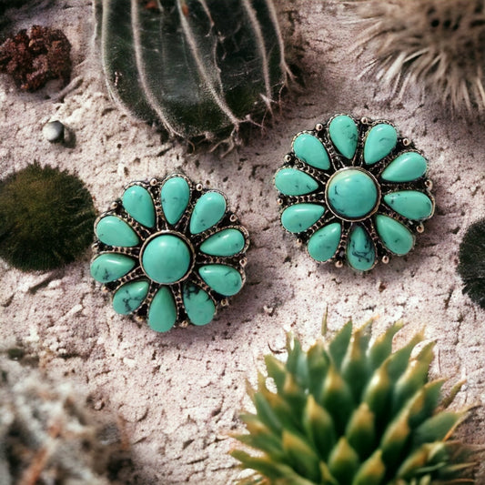 Western Flower Stone Studs