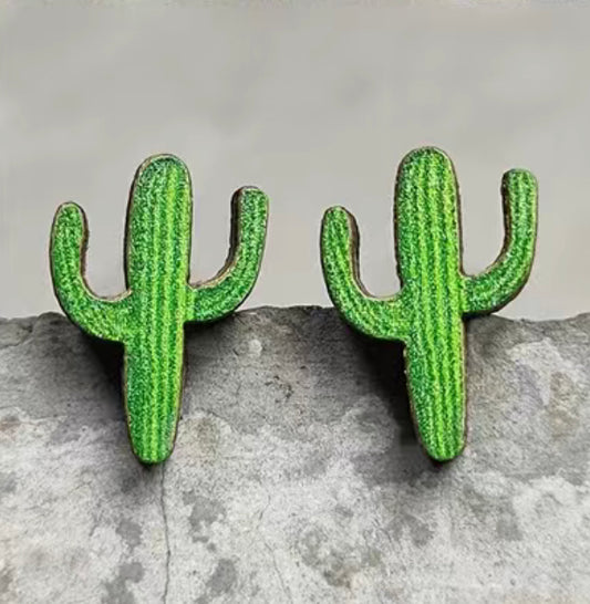 Saguaro Cactus Wooden Earrings