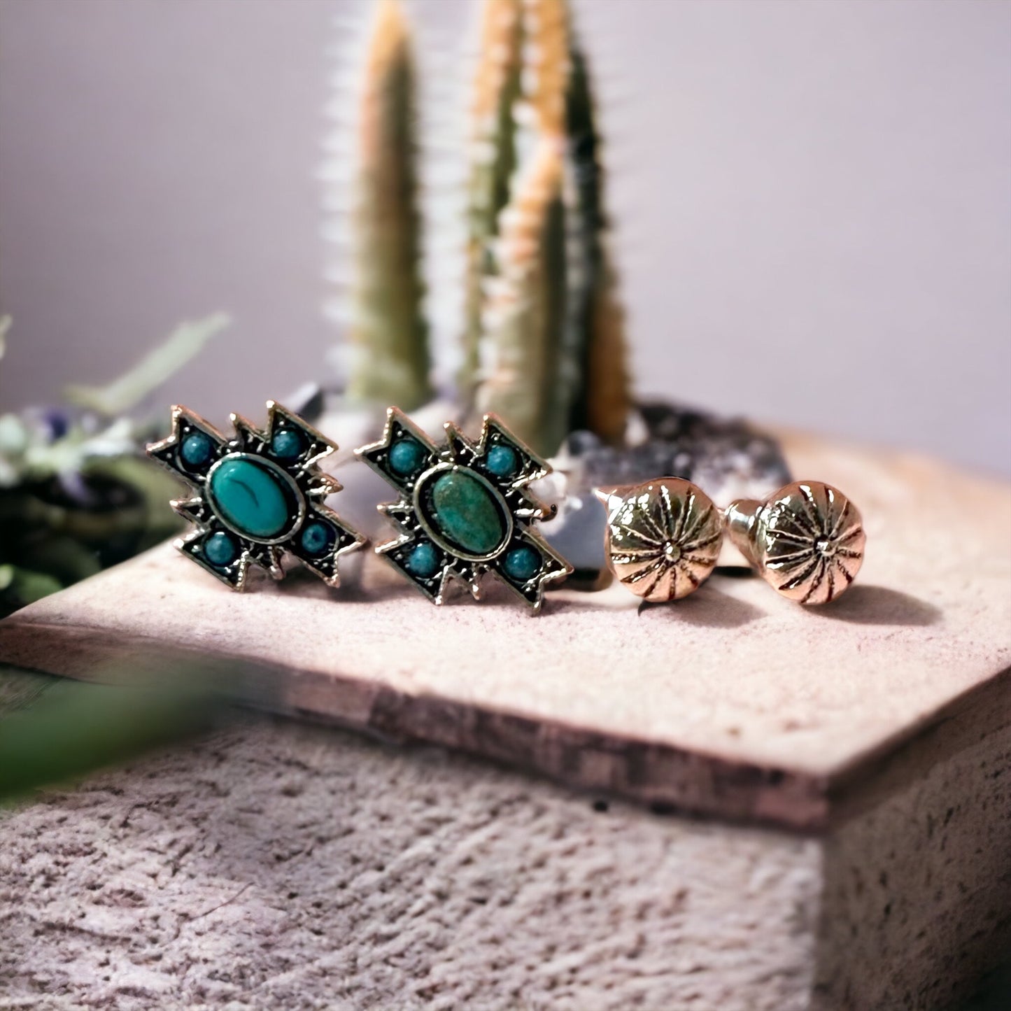 Southwestern Turquoise Cross Stud Set