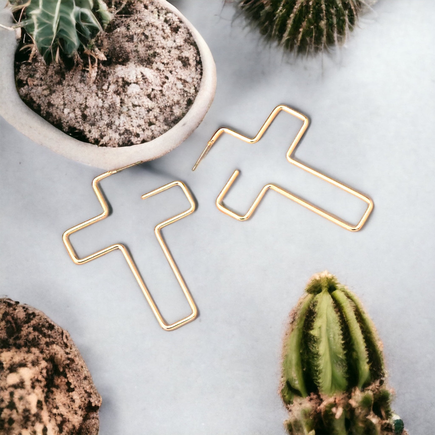 Golden Cross Earrings