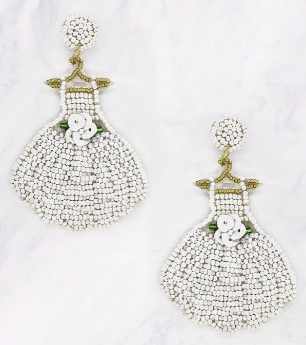 Wedding Dress Beaded Earrings