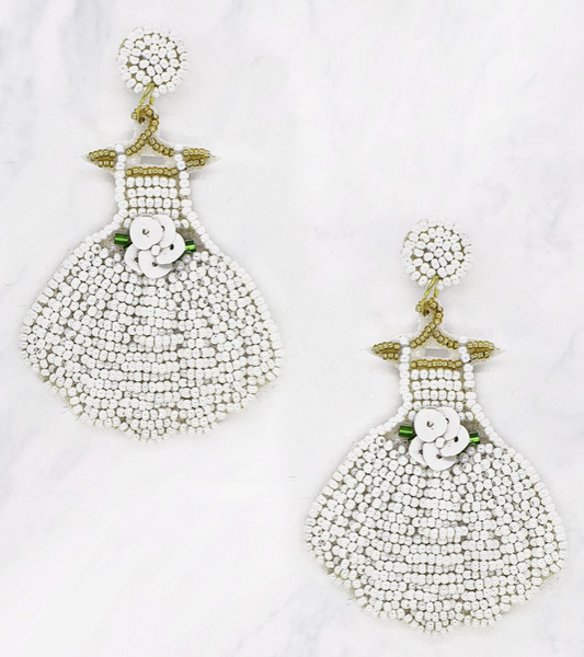 Wedding Dress Beaded Earrings