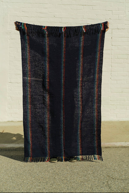 Retro Rainbow Navy - SUSTAINABLE THROW BLANKET