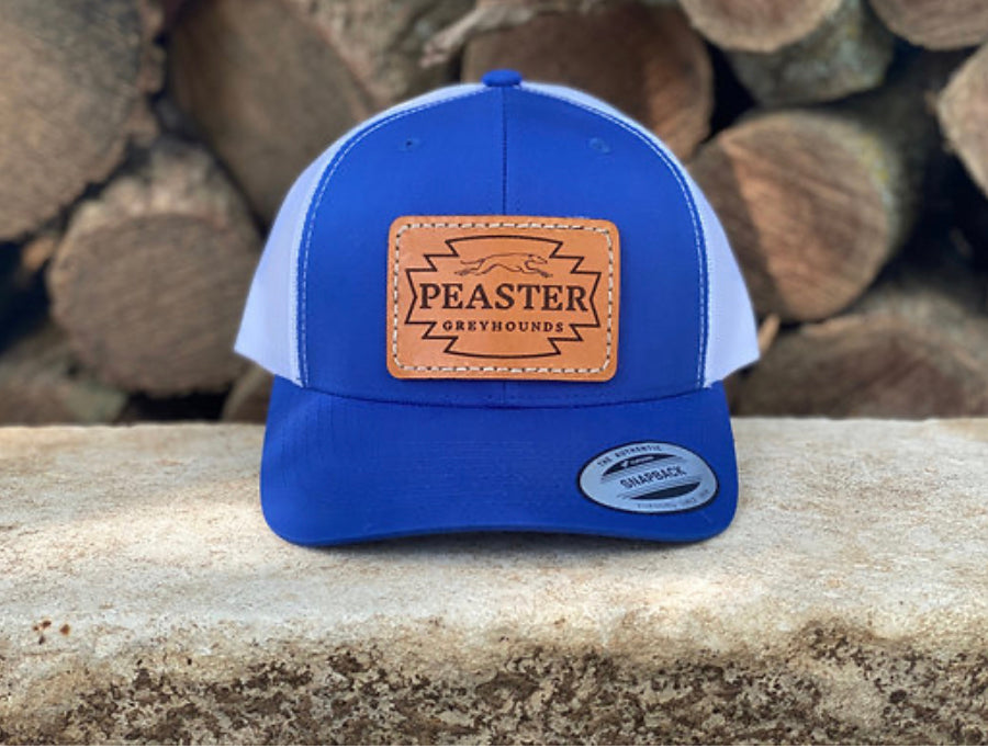 Peaster greyhounds leather patch cap